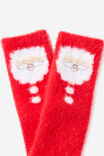 Kids Home Socks Family Xmas, VARSITY RED/SANTA - example image 2