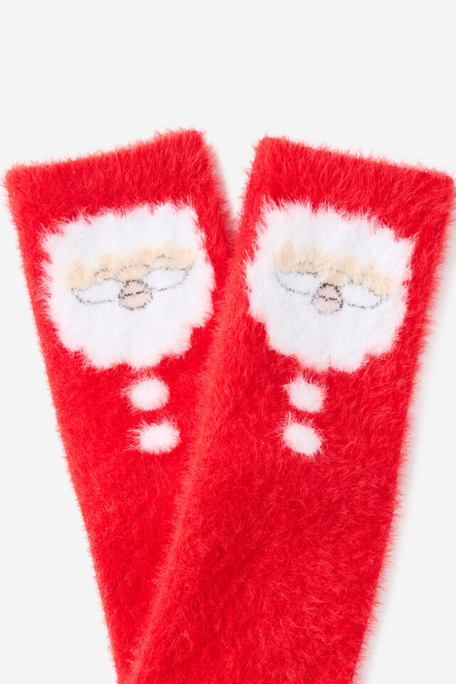 Kids Home Socks Family Xmas, VARSITY RED/SANTA