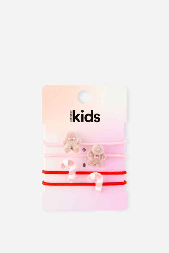 Kids Multi Pack Hair Ties, GINGERBREAD/CANDYCANES