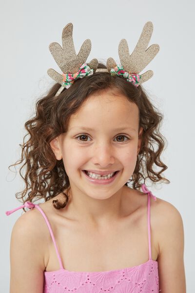 Headband - Reindeer, REINDEER/LENNY FLORAL BOWS