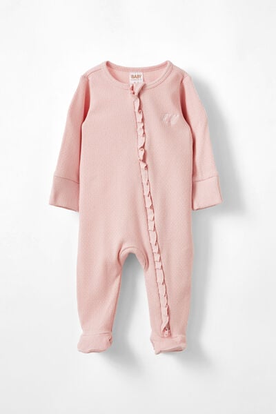 Organic Pointelle Zip Romper - Personalised, ZEPHYR