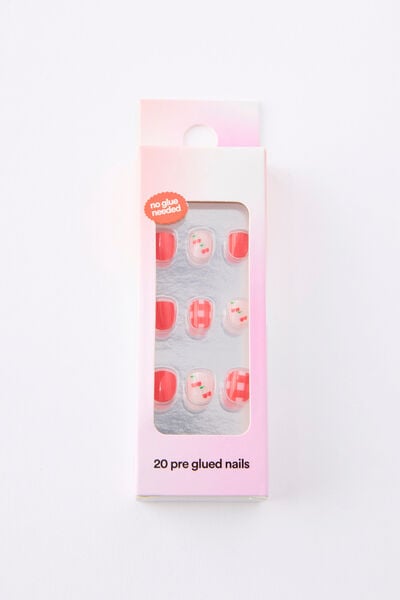 Kids Stick-On Nails, VARSITY RED/CHERRIES