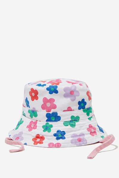 Reversible Bucket Hat, DAISY FLORAL/MARSHMALLOW