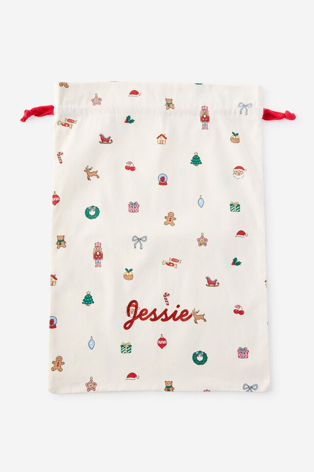 Santa Sack Family Xmas Personalised, VANILLA/EVERYTHING CHRISTMAS