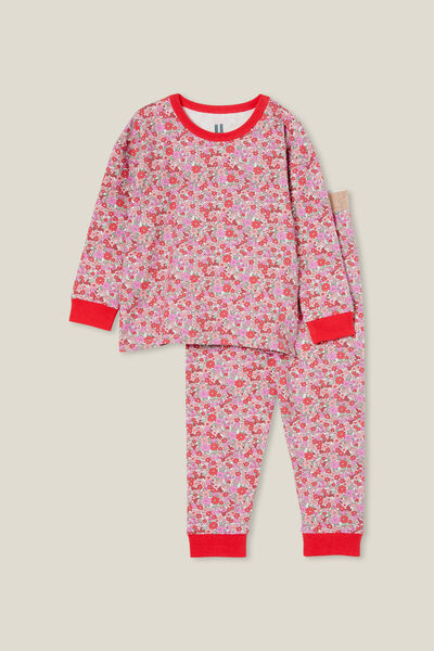 Ava Long Sleeve Pyjama Set, ANTHURIUM RED/CLAIRE DITSY FLORAL