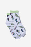 Single Pack Mid Crew Sock, WHITE/SKATEBOARDS - alternate image 1