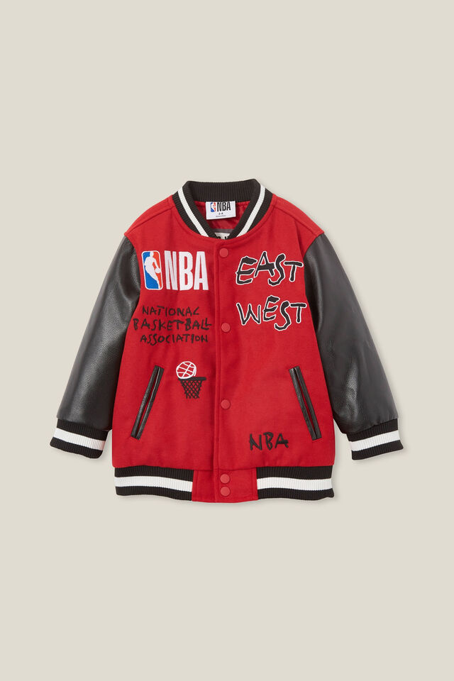 License Bomber Jacket, LCN NBA HERITAGE RED/NBA PATCHWORK