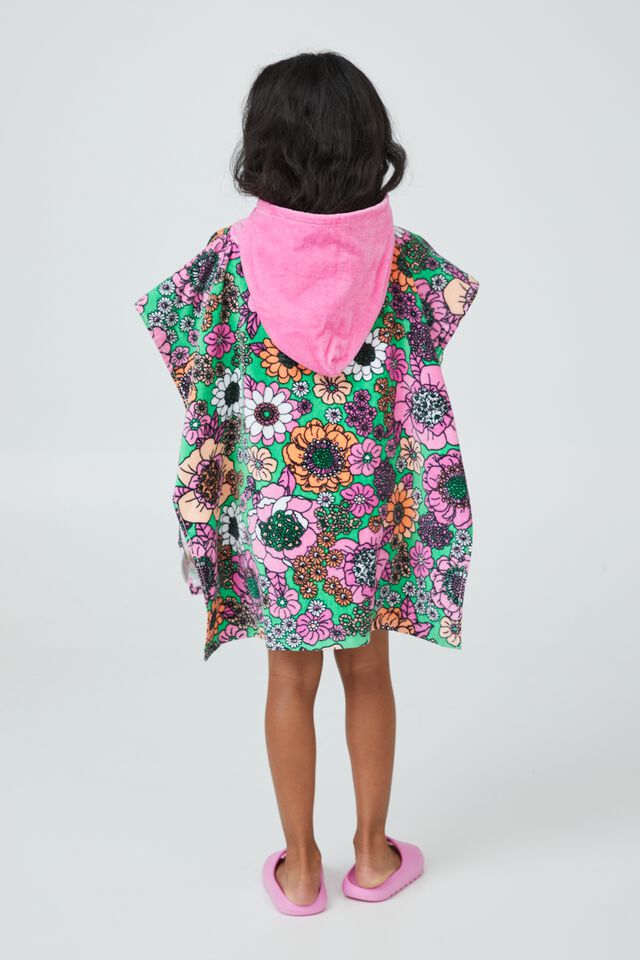 Kids Hooded Towel - Personalised, LENNY FLORAL/PINK POP