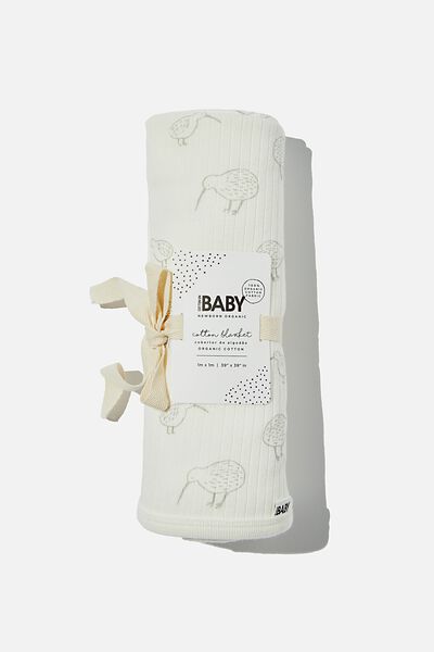 Organic Newborn Blanket, MILK/KIWI