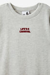 Clarke Short Sleeve Pyjama Top, LIGHT GREY MARLE/LIFE S A CARNIVAL - example image 2