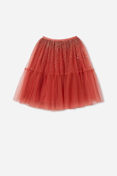 Trixiebelle Dress Up Skirt, RED BRICK/SPARKLE