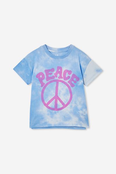 Poppy Short Sleeve Print Tee, DUSK BLUE TIE DYE/PEACE