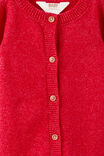 Baby Organic Knit Blend Long Sleeve All In One, VARSITY RED MARLE - example image 2