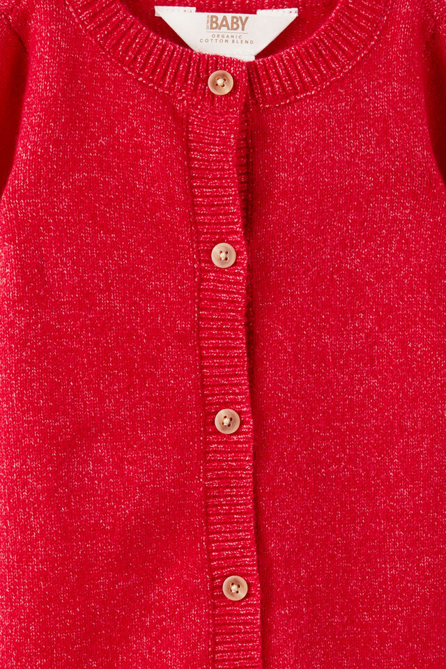 Baby Organic Knit Blend Long Sleeve All In One, VARSITY RED MARLE
