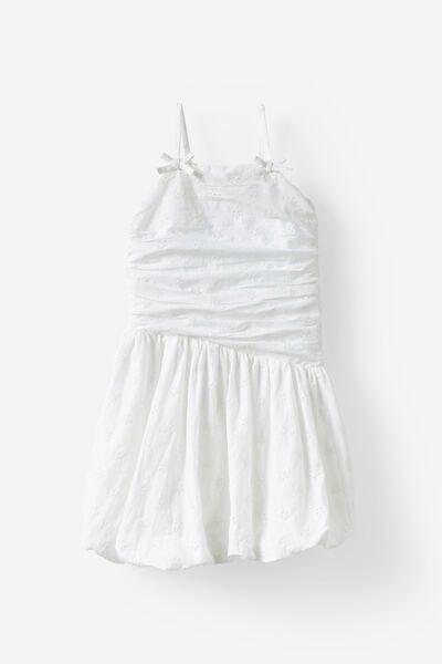 Sadie Asymmetrical Bubble Dress, WHITE