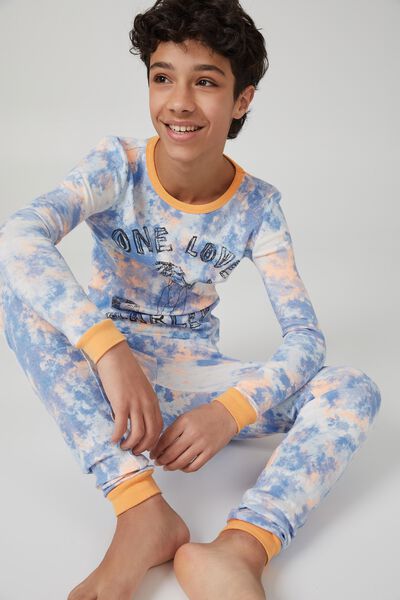 Nathaniel Long Sleeve Pyjama Set Licensed, LCN BRA BOB MARLEY ONE LOVE/DUSK BLUE TIE DYE