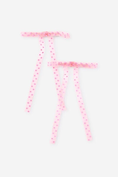 Kids Multi Pack Bow Hair Clips, STRAWBERRY MILK/PRINTED SPOT