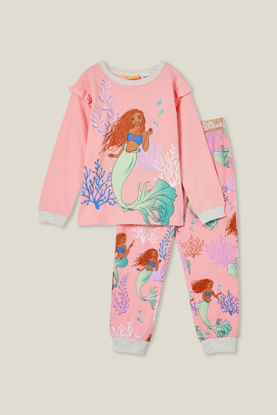 Ava Long Sleeve Pyjama Set Licensed, LCN DIS CORAL DREAMS/THE LITTLE MERMAID