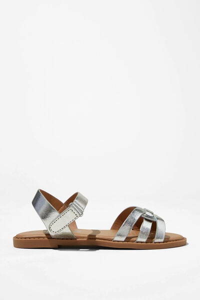 Georgie Cross Over Sandal, SILVER METALLIC