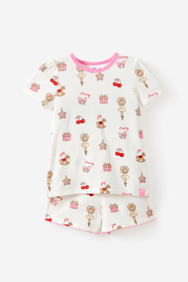 Dreamdrift Puff Short Slv Pj Set, VANILLA/MERRY GLOW