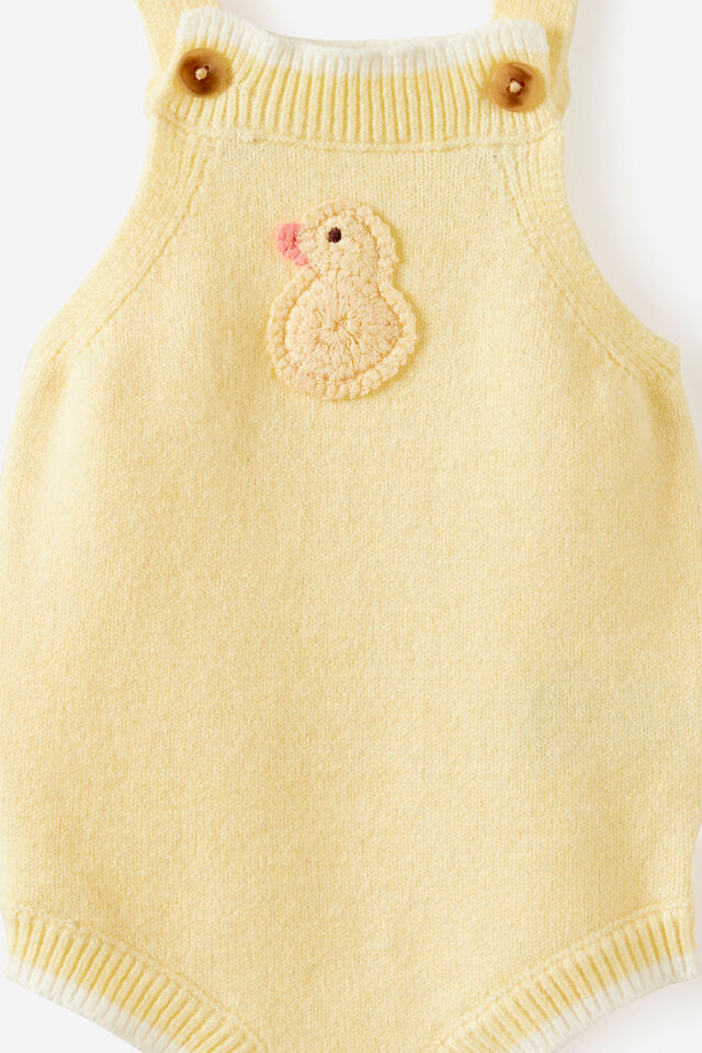 Baby Organic Blend Knit Bubbysuit, LEMON SQUASH MARLE/DUCKLING