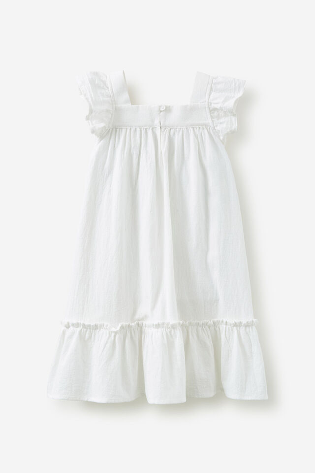 Luna Flutter Sleeve Dress, WHITE/TINY TULIP STAMP