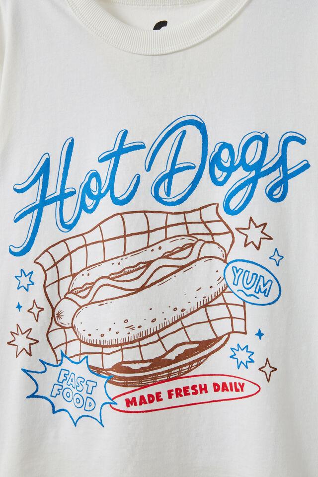 Essentials Graphic Short Sleeve Tee, VANILLA/HOT DOGS FAST FOOD