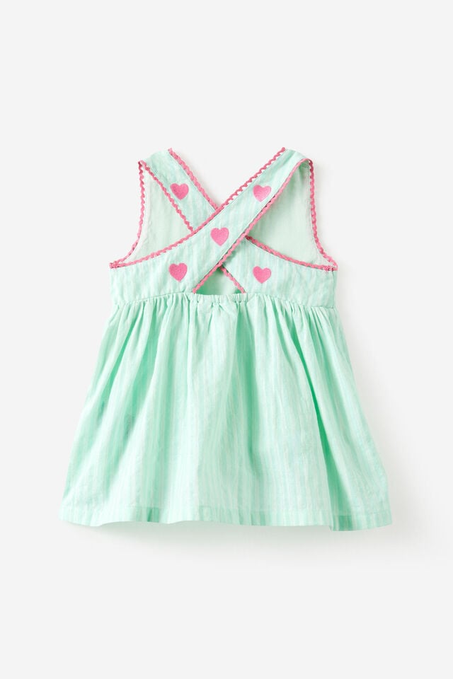 Baby Woven Cross-Back Dress, SEAGLASS STRIPE