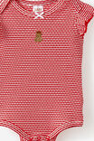 Organic Pointelle Flutter Bubbysuit, VARSITY RED/MILK BEAR STRIPE - example image 2