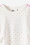 Soft Stretch Active Gathered Short Sleeve Baby Tee, VANILLA/PALE VIOLET SPOT - example image 2