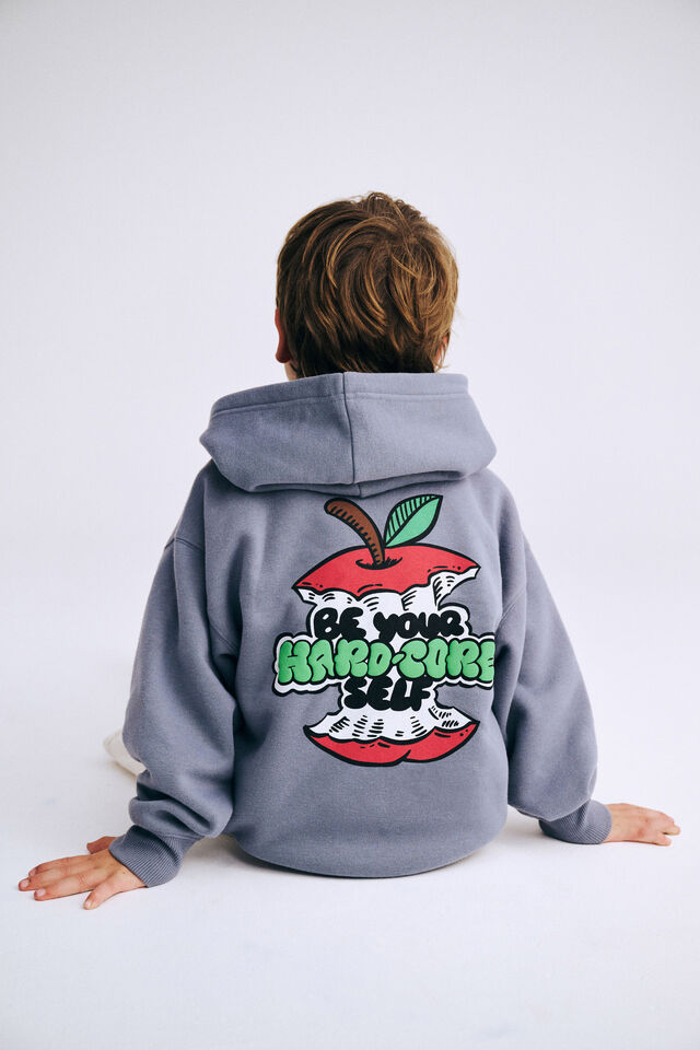 Sammy Oversize Hoodie, STEEL/BE YOUR HARD CORE SELF APPLE