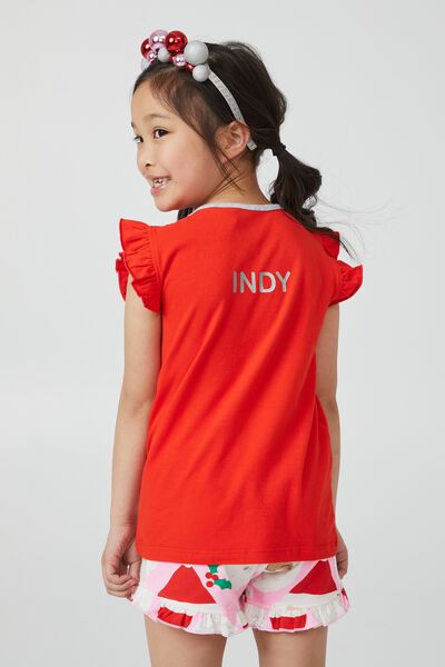 Stacey Flutter Pyjama Set Personalised, FLAME RED/HO HO HO SANTA