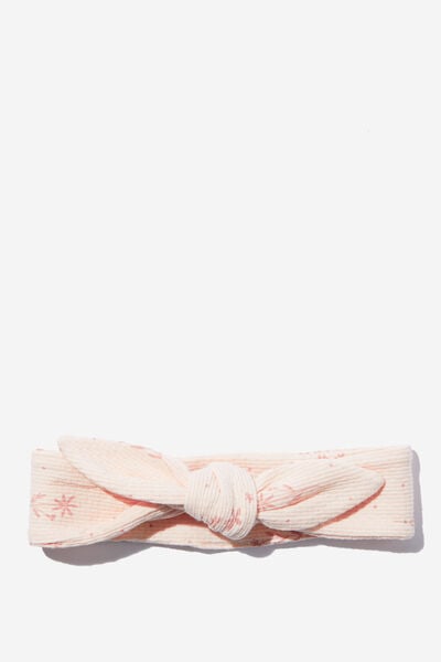 Organic Pointelle Bow Headband, PINK PEARL/SPRIGGY FLORAL