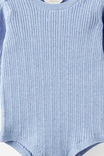 Organic Blend Knit Long Sleeve Bubbysuit, BLUEBELL MARLE - example image 2