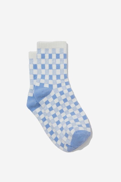 Single Pack Crew Socks, DUSK BLUE/GINGHAM