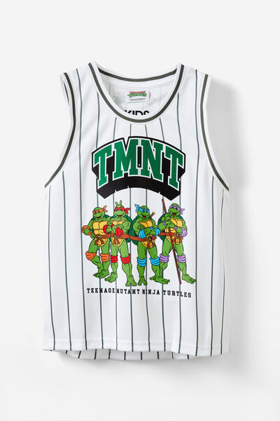 License Basketball Tank - Personalised, LCN NIC WHITE & SWAG GREEN STRIPE/TMNT