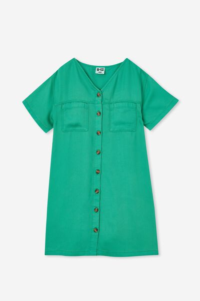 Nancy Short Sleeve Dress, GREEN SPLASH