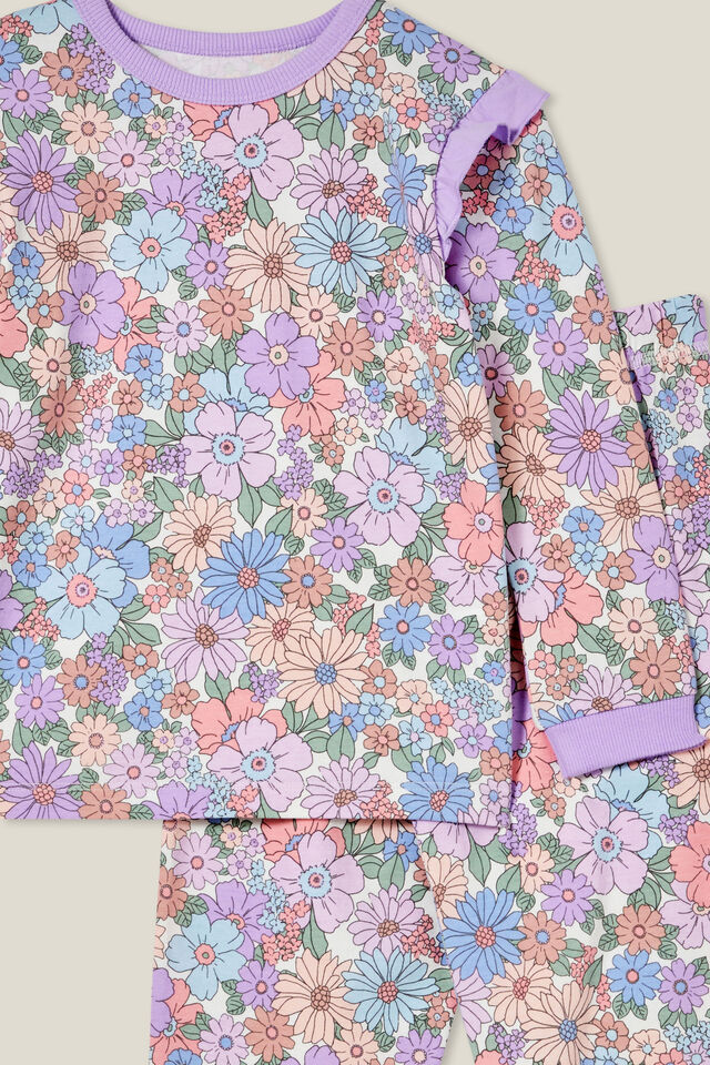 Ava Long Sleeve Pyjama Set, VANILLA/DITSY CLAIRE FLORAL