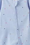 Littlie Organic Long Sleeve Zip Romper, BLUEBELL/MULTI SPOT - example image 2