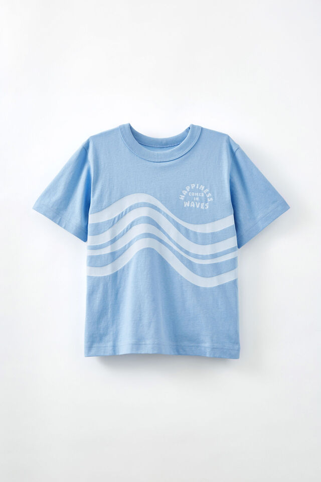 Jonny Short Sleeve Graphic Print Tee, DUSK BLUE/HAPPINESS COMES IN WAVES