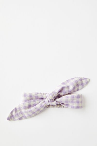 The Tie Headband, VINTAGE LILAC/GINGHAM