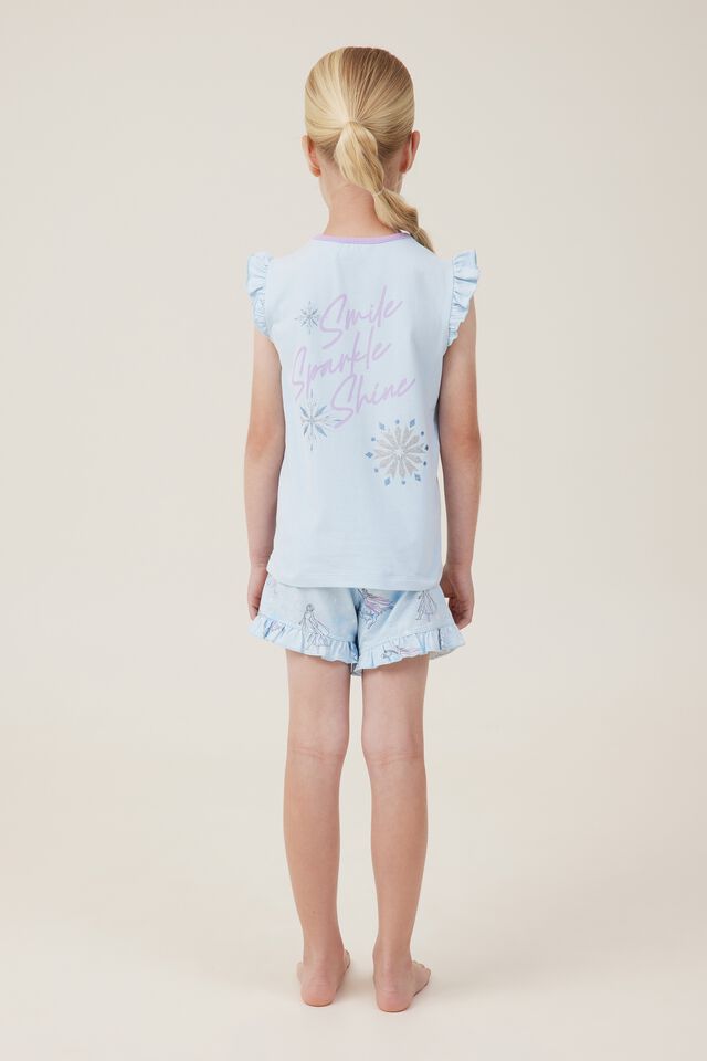 Stacey Flutter Short Sleeve Pyjama Set Licensed, LCN DIS FROSTY BLUE/ELSA SPARKLE