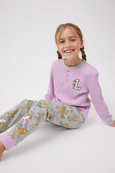 Zara Long Sleeve Pyjama Set Licensed, LC WB PURPLE LILACS MARLE/LOLA BUNNY LETTER