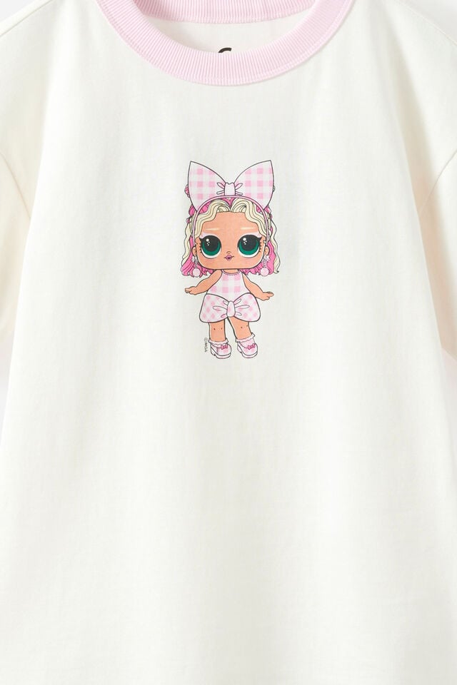 L.O.L Surprise Drop Shoulder Short Sleeve Tee, LCN MGA VANILLA/LOL DOLLS