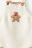 Baby Organic Blend Knit Bubbysuit, MILK/CROCHET GINGERBREAD MAN - example image 2