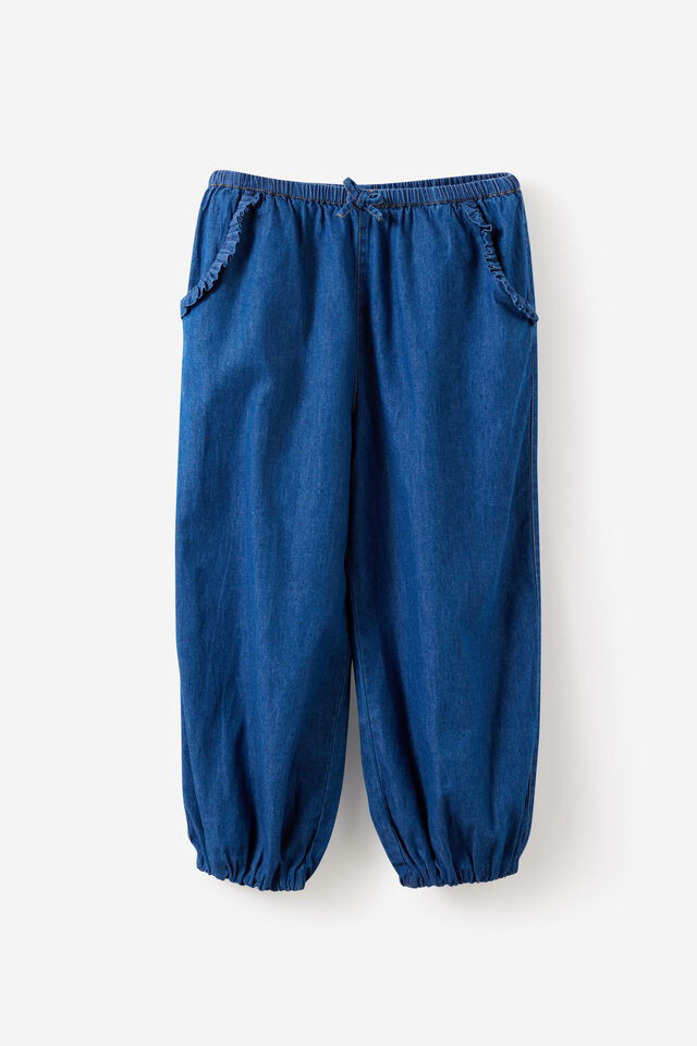 Gigi Bubble Hem Pant, MID WASH