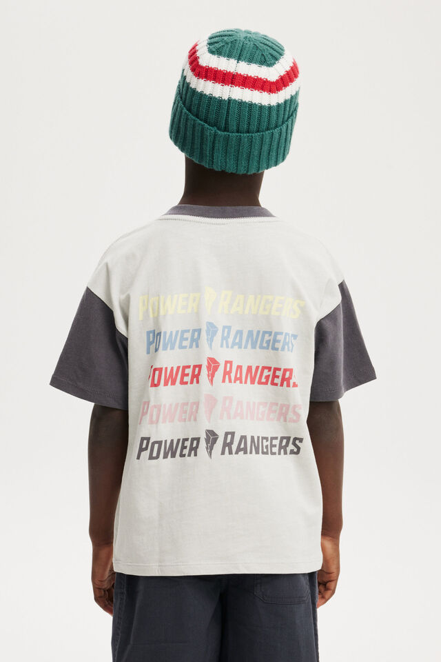 Power Rangers Drop Shoulder Short Sleeve Tee, LCN HAS WINTER GREY & RABBIT GREY/POWER RANGE