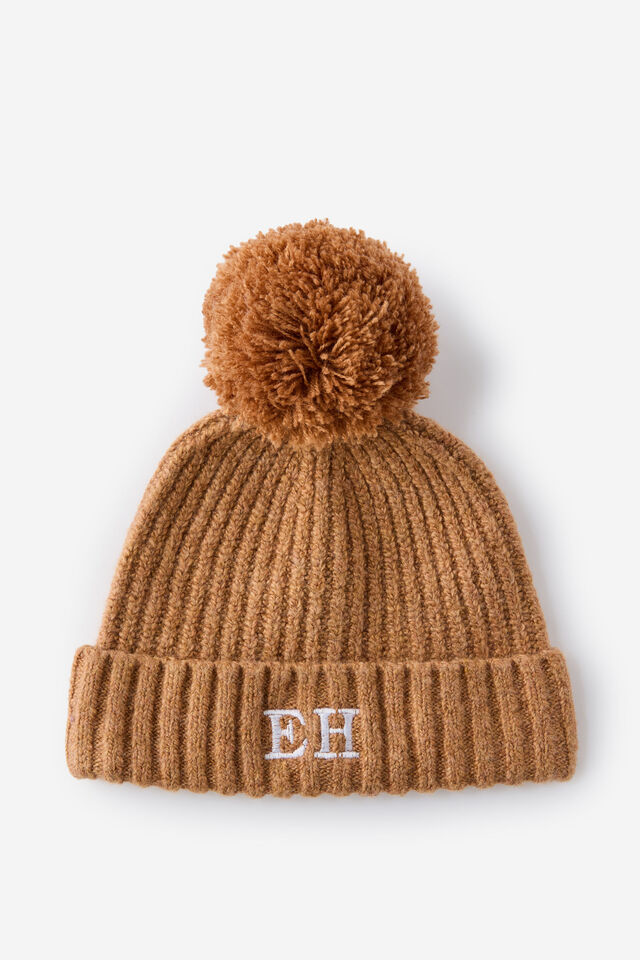 Organic Blend Knit Beanie- Personalised, FUDGE MARLE