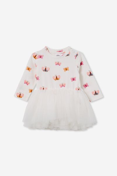 Victoria Long Sleeve Tulle Dress, VANILLA/BELLA BUTTERFLIES