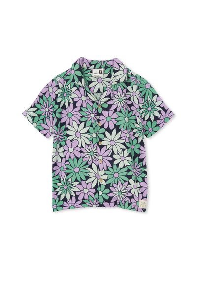 Cabana Short Sleeve Shirt, NAVY/GREEN PEAR FLORAL